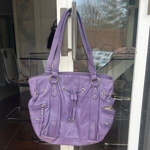 Nuovedive Purple Handbag Satchel made in Italy genuine leather